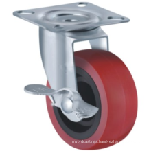 2'' 2.5'' 3'' load 40/50/60KG wheel rotary plate type red PU caster light duty small caster with side brake
